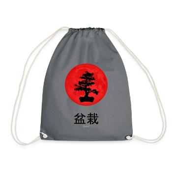 Bonsai Japanisch Kanji Aufgehende Sonne Vintage - Turnbeutel - Grau - Vorne