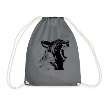 Luchs Motiv Wildkatze Luchsmotiv Katze - Turnbeutel - Grau - Vorne