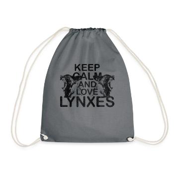 Keep Calm Love Luchse Luchsmotiv Luchs Geschenk - Turnbeutel - Grau - Vorne