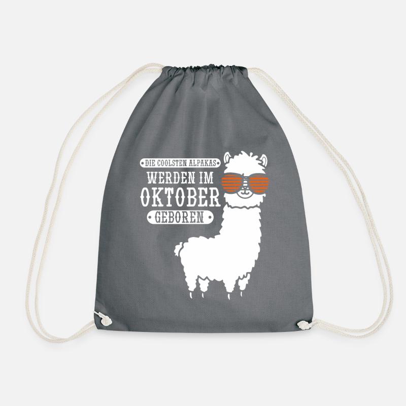Oktober Geburtstag Alpaka Spruch Lustig - Turnbeutel - Grau