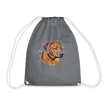 Rhodesian Ridgeback Portrait Hundebesitzer - Turnbeutel - Grau - Vorne
