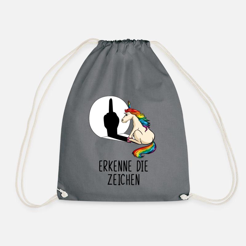 Erkenne die Zeichen Einhorn Mittelfinger Schatten - Turnbeutel - Grau