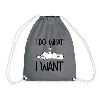 I Do What I Want Hase mit Mittelfinger - Turnbeutel - Grau - Vorne