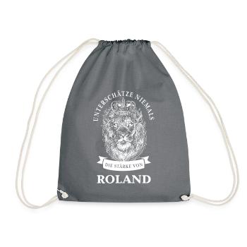 Roland Geschenk Name Löwe - Turnbeutel - Grau - Vorne