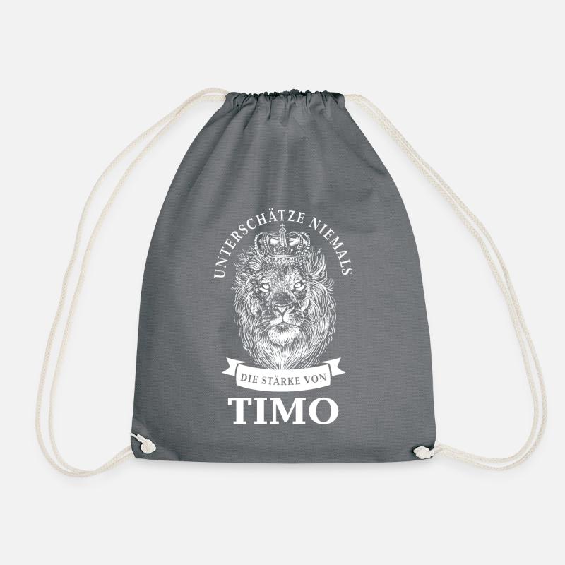 Timo Geschenk Name Löwe - Turnbeutel - Grau