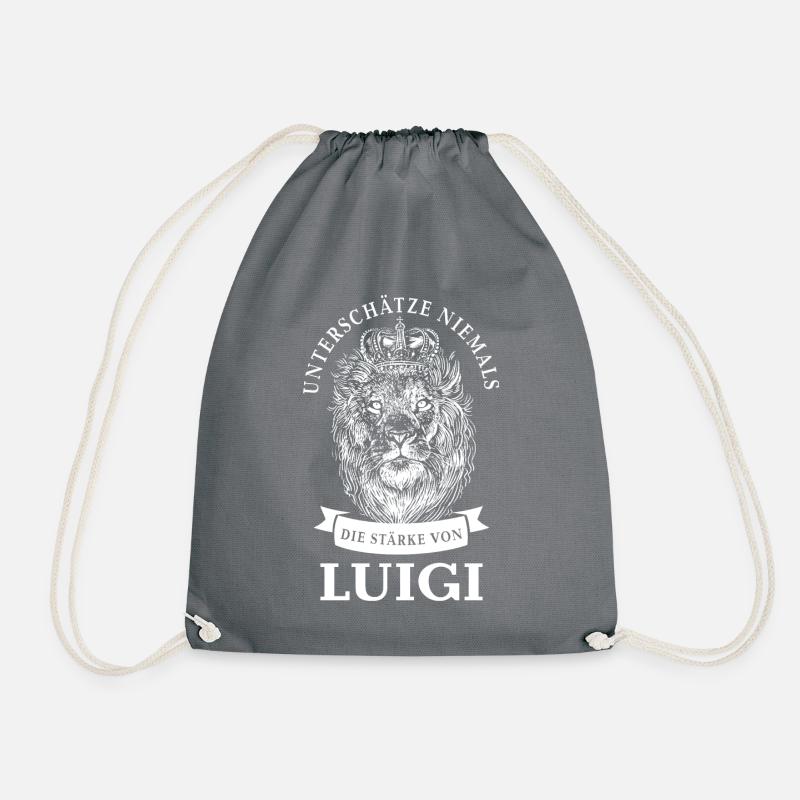 Luigi Geschenk Name Löwe - Turnbeutel - Grau