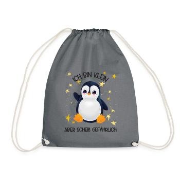 Ich bin klein aber scheiß gefährlich Pinguin - Turnbeutel - Grau - Vorne