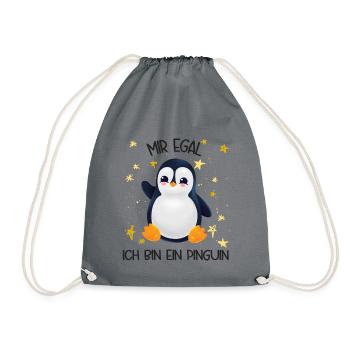 Mir egal ich bin ein Pinguin - Turnbeutel - Grau - Vorne