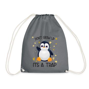 Penguin Don't Grow Up - Drawstring Bag - grey - Front