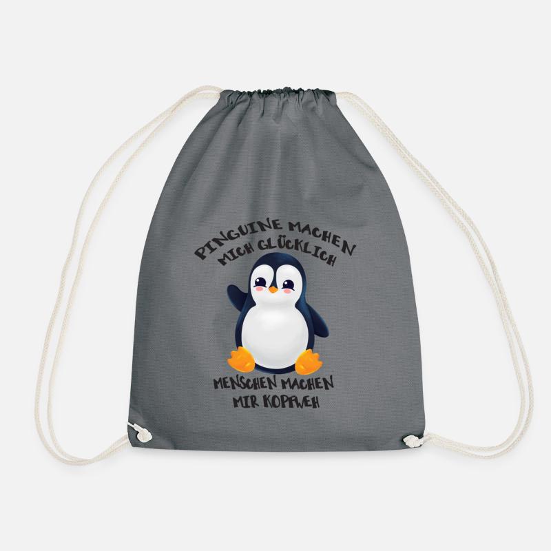 Pinguine machen mich glücklich Menschen Kopfweh - Turnbeutel - Grau