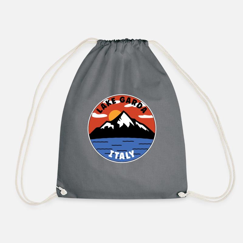 Lake Garda - Italy - Drawstring Bag - grey