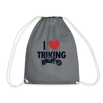 I love Triking Three-Wheeled Motorcycle - Drawstring Bag - grey - Front