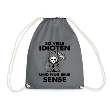 Katze So viele Idioten und nur eine Sense - Turnbeutel - Grau - Vorne