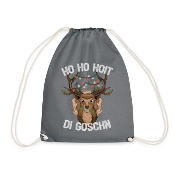 HO HO HOIT DI GOSCHN Weihnachten ugly Christmas - Turnbeutel - Grau - Vorne