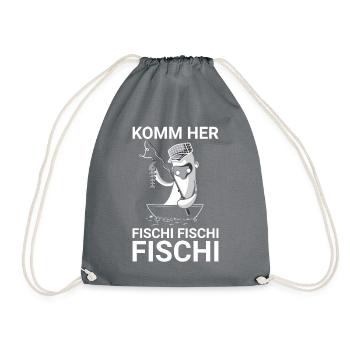 Angeln Fischen Sportfischer Angler Geschenk Hobby - Turnbeutel - Grau - Vorne