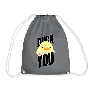 Duck you Ente Mit Messer Duck with Knife Meme Fun - Drawstring Bag - grey - Front
