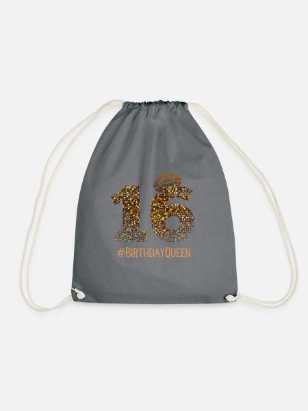 Sechzehnter Geburtstag Gold Crown Queen Sweet 16 Jahre - Turnbeutel - Grau