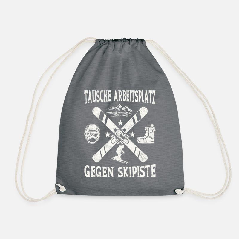Tausche Arbeitsplatz gegen Skipiste - Turnbeutel - Grau