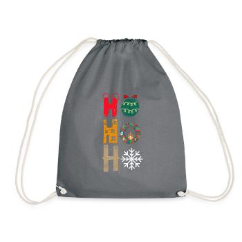 Ho Ho Ho Boules de Noël Couronne Flocons de Neige Drôle X - Sac de sport léger - gris - Devant