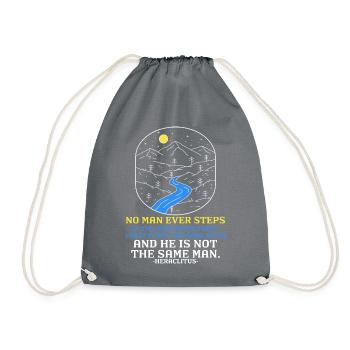 "Never the Same River Twice" Heraclitus Wisdom Art - Drawstring Bag - grey - Front