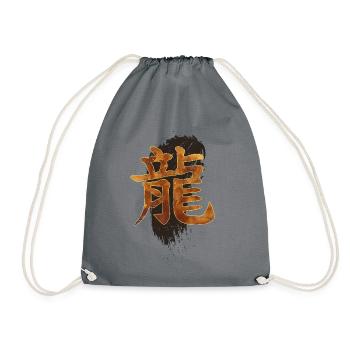 Dragon Ryu Japanische Kanji Kalligraphie Kunst - Turnbeutel - Grau - Vorne