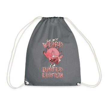 Cartoon Schwein im Sturzflug - Limited Edition - Turnbeutel - Grau - Vorne