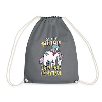 Cartoon Zombie Eats Unicorn - Limited Edition - Drawstring Bag - grey - Front