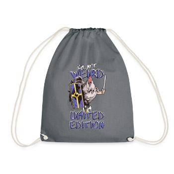 Cartoon Huhn Ritter - Limited Edition - Spruch - Turnbeutel - Grau - Vorne