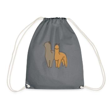 Alpaca Lineart Vicuna Guanaco Llama Breeder Alpaca - Drawstring Bag - grey - Front
