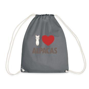 I love Alpacas Pako Lama Huacaya Alpakazüchter - Turnbeutel - Grau - Vorne