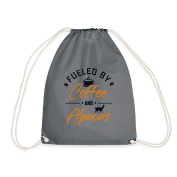 Fueled by Coffee and Alpacas Llama Vicuna Guanaco - Drawstring Bag - grey - Front