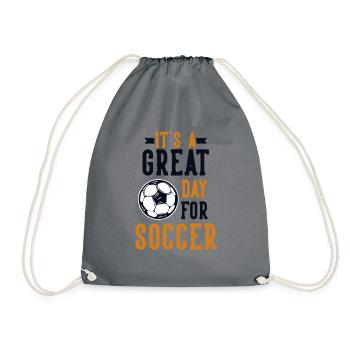 Great Day For Soccer Goal Keeper Futbol Fußball - Drawstring Bag - grey - Front