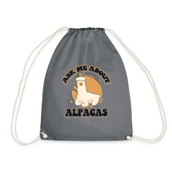 Ask Me About Alpacas Huacaya Lama Pako - Turnbeutel - Grau - Vorne