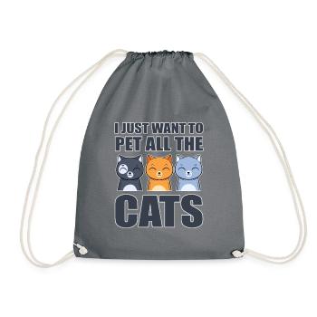 I Just Want To Pet All The Cats Cat Daddy Cat Mom - Drawstring Bag - grey - Front