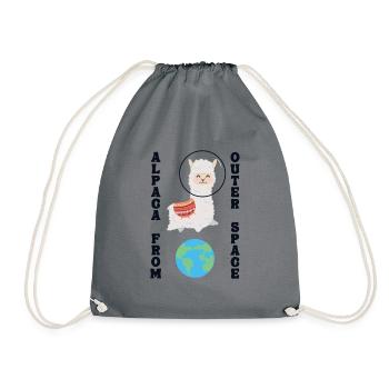 Alpaca From Outer Space Llama Vicuna Guanaco - Drawstring Bag - grey - Front