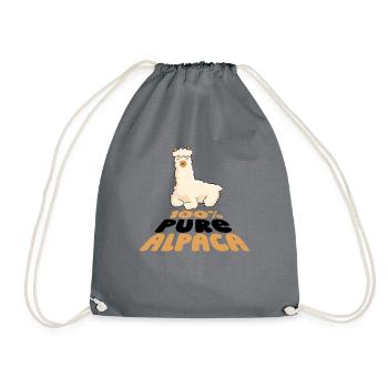 100% Pure Alpaca Llama Vicuna Guanaco Breeder - Drawstring Bag - grey - Front