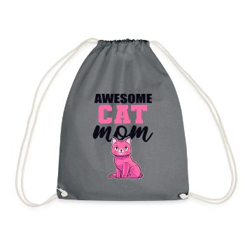 Awesome Cat Mom Cat Lovers Cat Girlfriend Cat Mom - Drawstring Bag - grey - Front