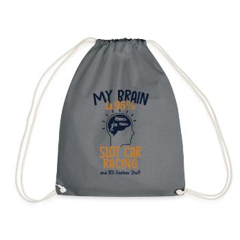 My Brain is 95% Slot Car RC Car Car Slot Racer - Drawstring Bag - grey - Front