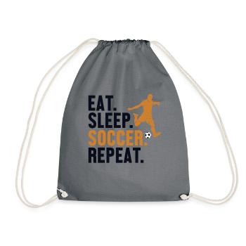 Eat Sleep Soccer Repeat Fußballspieler - Turnbeutel - Grau - Vorne