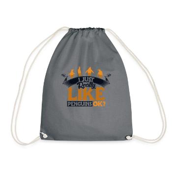 I Really Like Penguins King Emperor Sea Bird - Drawstring Bag - grey - Front