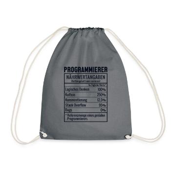 Programmierer Nährwertangaben Developer Coder - Turnbeutel - Grau - Vorne