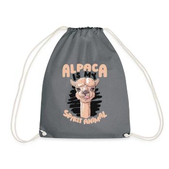 Alpaca Is My Spirit Animal Vicuna Guanaco Llama - Drawstring Bag - grey - Front