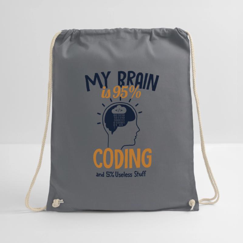 My Brain is 95% Coding Full Stack Coder Software Drawstring Bag