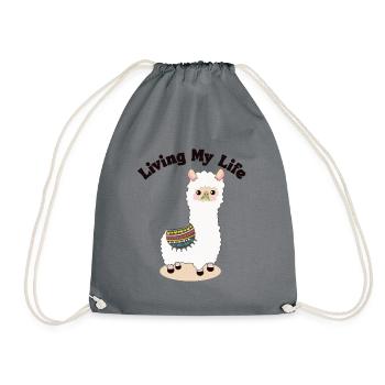 Living My Life Guanaco Llama Vicuna Breeder Alpaca - Drawstring Bag - grey - Front