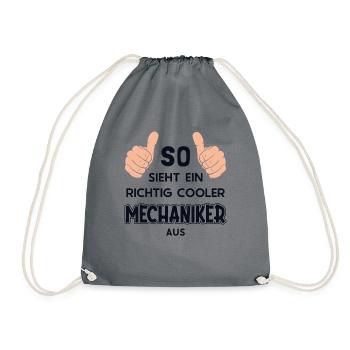 So sieht ein cooler Mechaniker aus Meister Kfz - Turnbeutel - Grau - Vorne