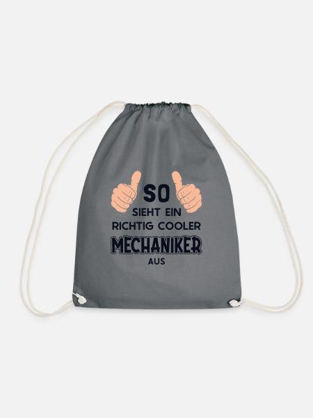 So sieht ein cooler Mechaniker aus Meister Kfz - Turnbeutel - Grau