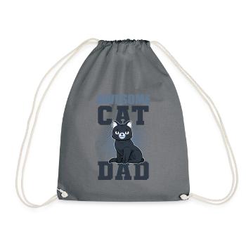 Awesome Cat Dad Cat Mom Cat Lovers Cat Girlfriend - Drawstring Bag - grey - Front