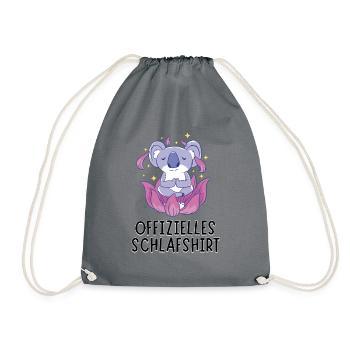 Offizielles Schlafshirt - Meditierender Koala Bär - Turnbeutel - Grau - Vorne