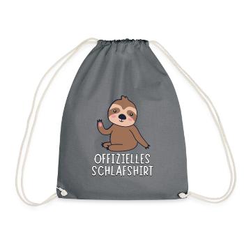 Offizielles Schlafshirt - Süßes Baby Faultier - Turnbeutel - Grau - Vorne