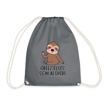 Offizielles Schlafshirt - Süßes Baby Faultier - Turnbeutel - Grau - Vorne